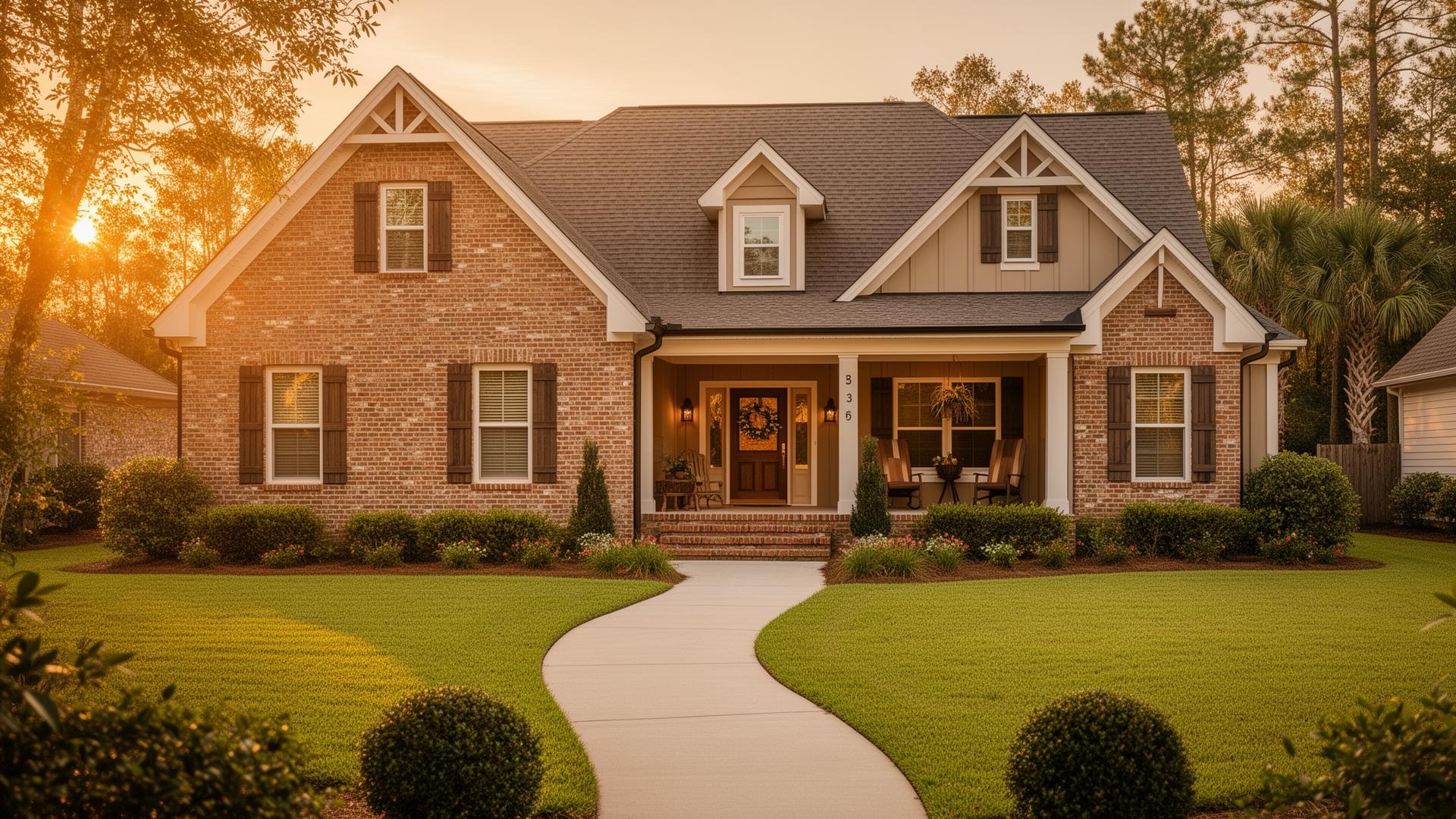 Welcoming North Carolina home at golden hour